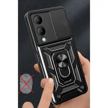 Vivo Y17s Kılıf Pars Lens Yüzüklü Silikon - Kırmızı