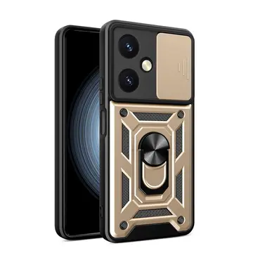 Vivo Y27 Kılıf Pars Lens Yüzüklü Silikon - Gold