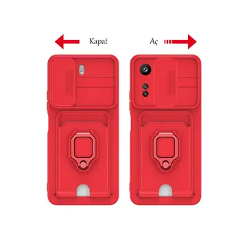Xiaomi Redmi 13c Kılıf Zuma Kartvizitli Yüzüklü Silikon - Siyah