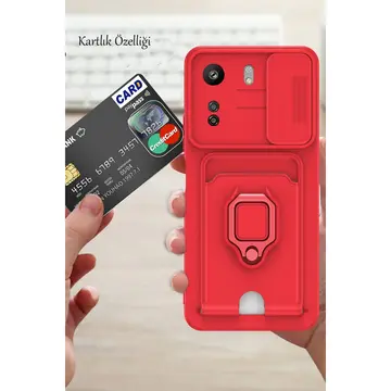 Xiaomi Redmi 13c Kılıf Zuma Kartvizitli Yüzüklü Silikon - Pembe