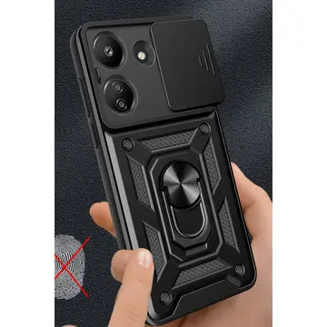 Xiaomi Redmi 13c Kılıf Pars Lens Yüzüklü Silikon - Kırmızı
