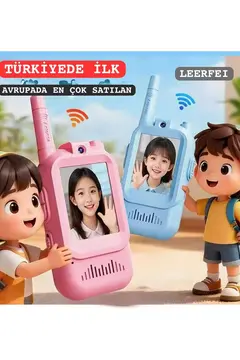 Çocuklar Için Görüntülü Telsiz Konuşma Özellıklı El Telsizi Şarj Edılebılır 50 Mt Menzil Wifi Gerektirmez