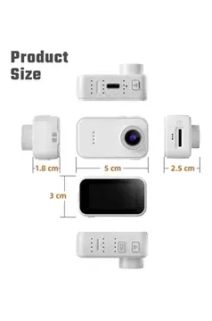 F2 2k 1080p Parmak Kamera 130° Geniş Açı Ips Ekranlı 25g Mini Taşınabilir Cep Kamerası Beyaz