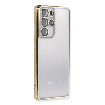 Samsung Galaxy S21 Ultra Kılıf Razer Lensli Silikon - Gold