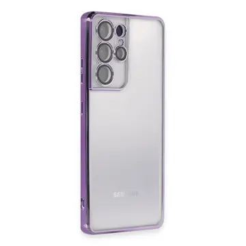 Samsung Galaxy S21 Ultra Kılıf Razer Lensli Silikon - Mor