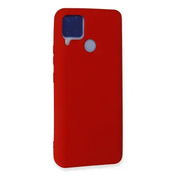 Realme C15 Kılıf Nano İçi Kadife Silikon - Kırmızı