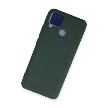 Realme C15 Kılıf Nano İçi Kadife Silikon - Koyu Yeşil