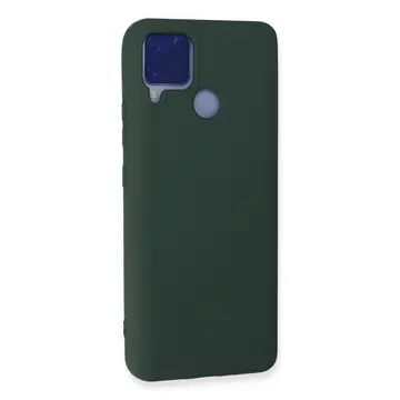 Realme C15 Kılıf Nano İçi Kadife Silikon - Koyu Yeşil
