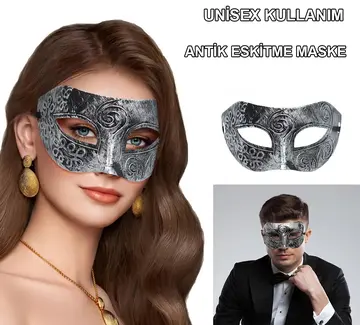 Altın Eskitme Yüz Maskesi - Antik Tarz Balo Maskesi
