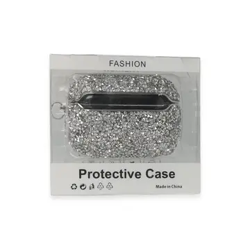 Airpods Pro (1.nesil) Mira Taşlı Kılıf - Gümüş
