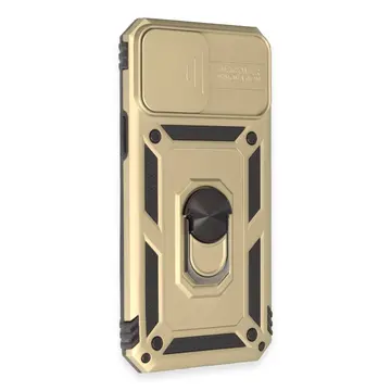 İphone 12 Pro Max Kılıf Pars Lens Yüzüklü Silikon - Gold