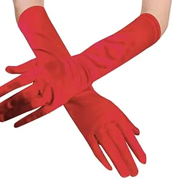 Beyaz Renk Dirseğe Kadar Uzun Kumaş Eldiven 40 Cm