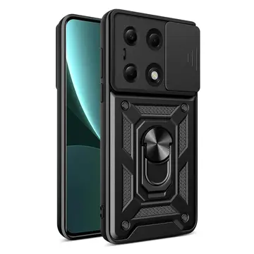 Xiaomi Poco M6 Pro 4g Kılıf Pars Lens Yüzüklü Silikon - Siyah