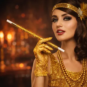 30 Cm Altın Gold Payetli  Tutacağı – 1920’ler Gatsby Parti Aksesuarı