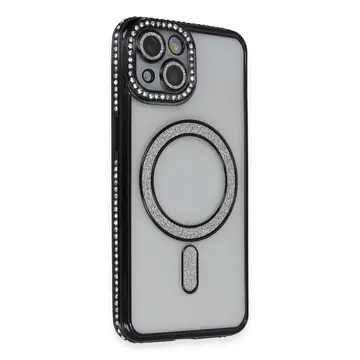 İphone 13 Kılıf Joke Simli Magneticsafe Kılıf - Siyah