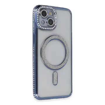 İphone 13 Kılıf Joke Simli Magneticsafe Kılıf - Mavi