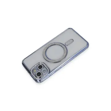 İphone 13 Kılıf Joke Simli Magneticsafe Kılıf - Mavi