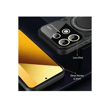 Xiaomi Redmi Note 13 4g Kılıf Joy Lens Standlı Kapak - Kırmızı