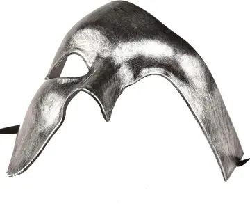 Antik Eskitme Gümüş Erkek Yarım Maske - Phantom Parti  Balo Maskesi