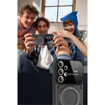 Samsung Galaxy S25 Ultra Kılıf Joy Lens Standlı Kapak - Siyah
