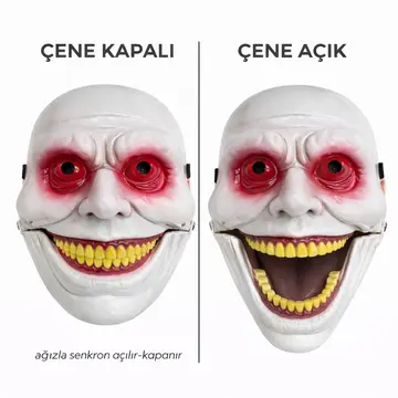 Hareketli Çene Mekanizmalı Korku Maskesi Yeşil