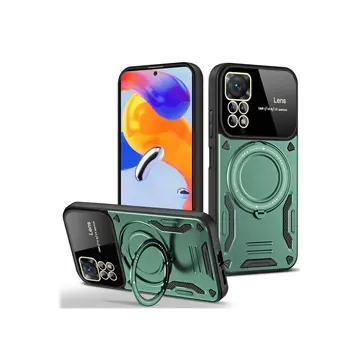 Xiaomi Redmi Note 11 Pro Kılıf Joy Lens Standlı Kapak - Koyu Yeşil