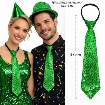 Mavi Pul Payetli Işıltılı Parti Kravatı 33 Cm