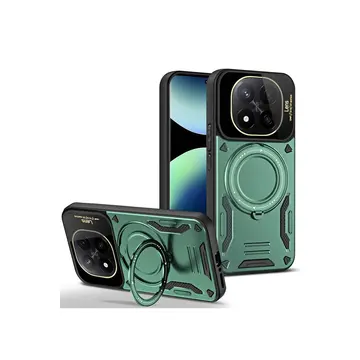 Xiaomi Redmi Note 14 Pro 4g Kılıf Joy Lens Standlı Kapak - Koyu Yeşil