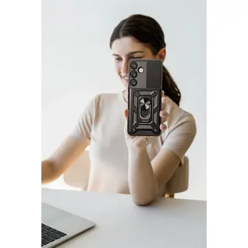 Samsung Galaxy S25 Plus Kılıf Pars Lens Yüzüklü Silikon - Siyah