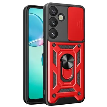 Samsung Galaxy S25 Plus Kılıf Pars Lens Yüzüklü Silikon - Kırmızı