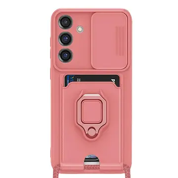 Samsung Galaxy S25 Plus Kılıf Zuma Kartvizitli Yüzüklü Silikon - Pembe