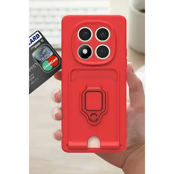 Xiaomi Redmi Note 14 Pro 5g Kılıf Zuma Kartvizitli Yüzüklü Silikon - Lacivert