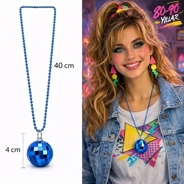 Retro Disko Topu Şekilli 8039ler 9039lar Yeşil Renk Plastik Kolye