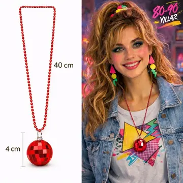 Retro Disko Topu Şekilli 8039ler 9039lar Yeşil Renk Plastik Kolye