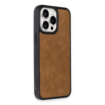 İphone 15 Pro Max Kılıf Aras Deri Kapak - Taba