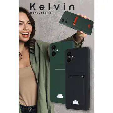 Samsung Galaxy A16 5g Kılıf Kelvin Kartvizitli Silikon - Kırmızı
