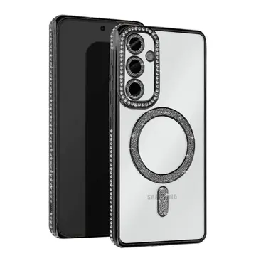 Samsung Galaxy S25 Kılıf Joke Simli Magneticsafe Kılıf - Siyah