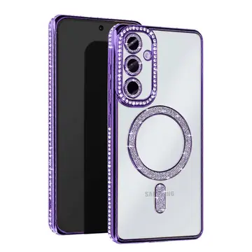 Samsung Galaxy S25 Kılıf Joke Simli Magneticsafe Kılıf - Derin Mor
