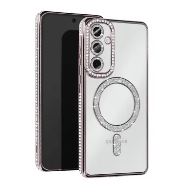 Samsung Galaxy S25 Kılıf Joke Simli Magneticsafe Kılıf - Gümüş