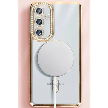 Samsung Galaxy S25 Kılıf Joke Simli Magneticsafe Kılıf - Gümüş
