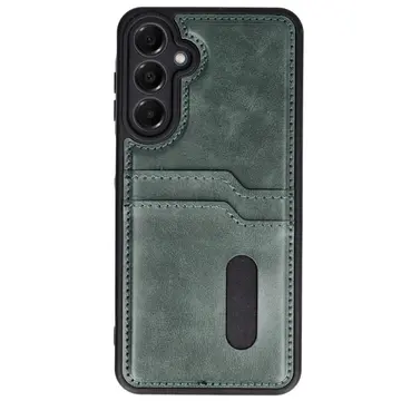 Samsung Galaxy A36 Kılıf Sara Kartvizitli Deri Kılıf - Koyu Yeşil