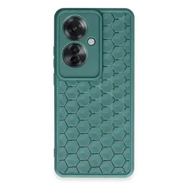 Oppo Reno 11f Kılıf Petek Silikon Kapak - Koyu Yeşil