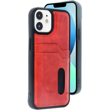 İphone 11 Kılıf Sara Kartvizitli Deri Kılıf - Kırmızı