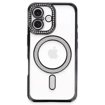 İphone 16 Kılıf Joke Simli Magneticsafe Kılıf - Siyah
