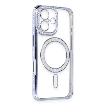 İphone 16 Kılıf Joke Simli Magneticsafe Kılıf - Mavi