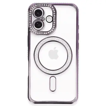İphone 16 Plus Kılıf Joke Simli Magneticsafe Kılıf - Derin Mor