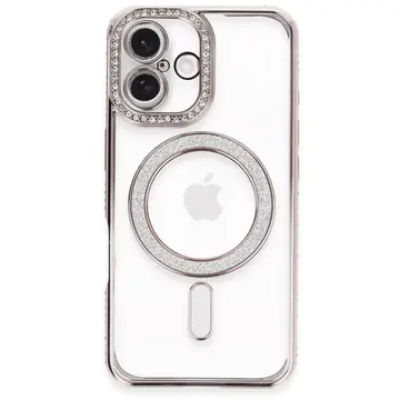 İphone 16 Plus Kılıf Joke Simli Magneticsafe Kılıf - Pembe