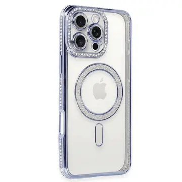 İphone 16 Pro Kılıf Joke Simli Magneticsafe Kılıf - Mavi