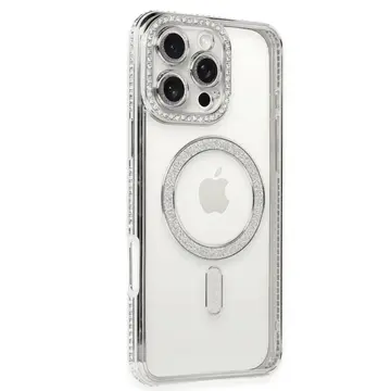 İphone 16 Pro Kılıf Joke Simli Magneticsafe Kılıf - Gümüş