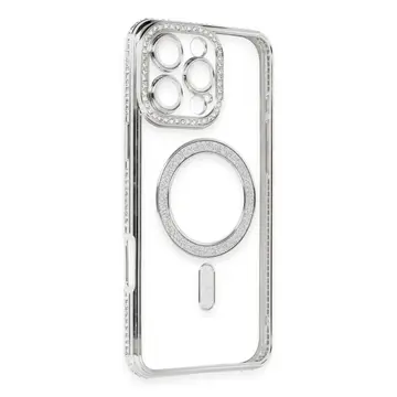 İphone 16 Pro Kılıf Joke Simli Magneticsafe Kılıf - Gümüş